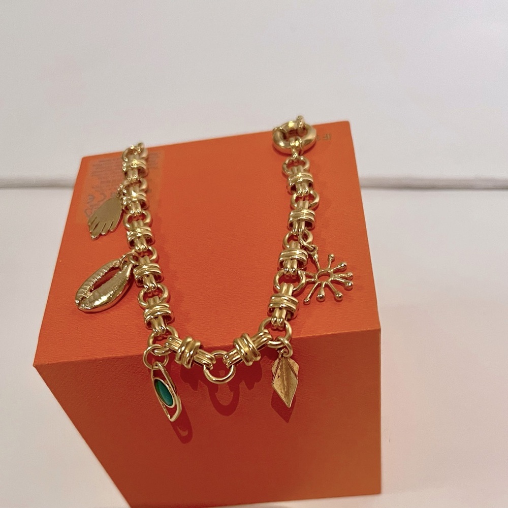 24k Chunky Gold Charm Bracelets Brass Plated With Nickel Free
